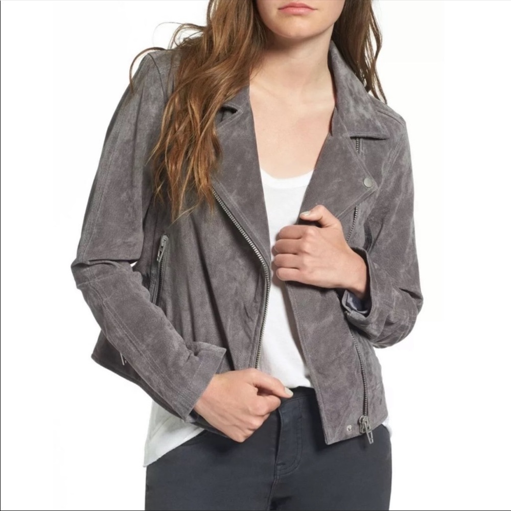 EUC BLANK NYC Gray 100% Leather Moto Jacket XS